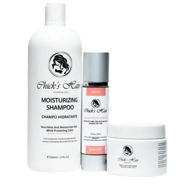 Set Moisturizing Conditioner + Deep Lock Hair Mask + Smoothing Serum Argan & Keratin